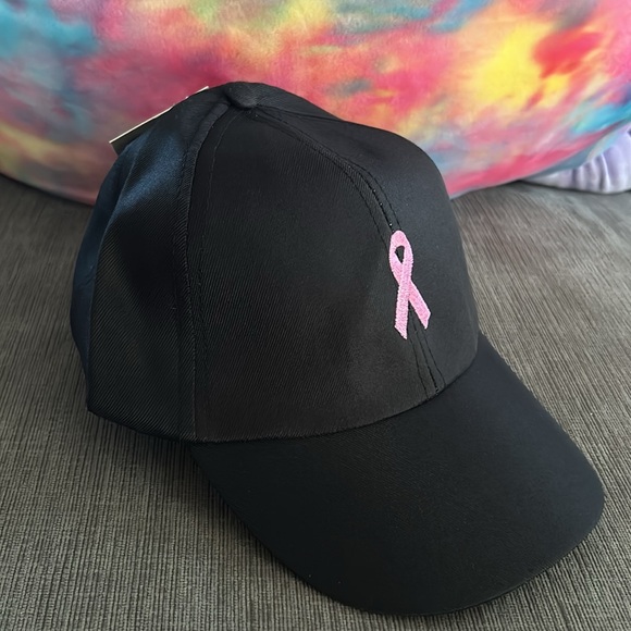 BREAST CANCER Awareness Pink Ribbon Womens Hat - black or white - Picture 5 of 7